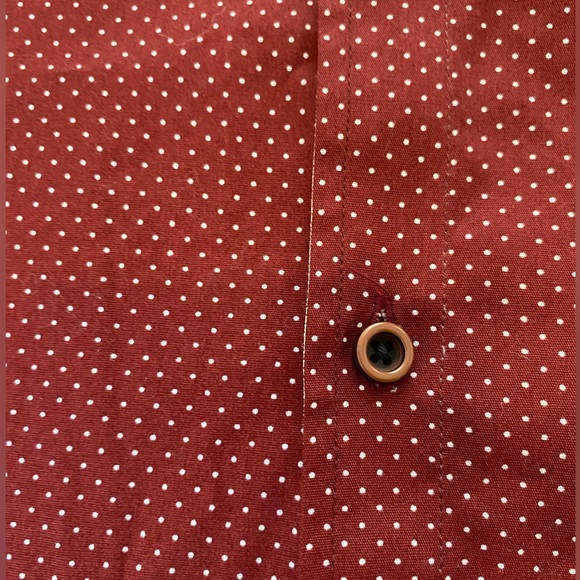 XXL Charagh Din Emperor Collar Dress Shirt Red White Button Down size 46 - Picture 2 of 3